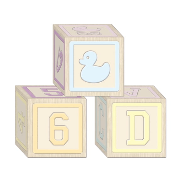 Beistle - Baby Blocks Favor Boxes - 3¼" x 3¼" - Pack of 12