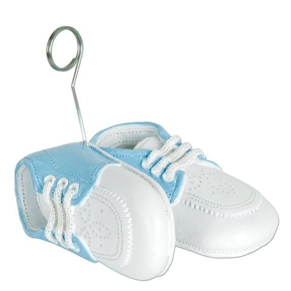 Beistle Baby Shoes Photo/Balloon Holder, white with lt blue upper (Case of 6)