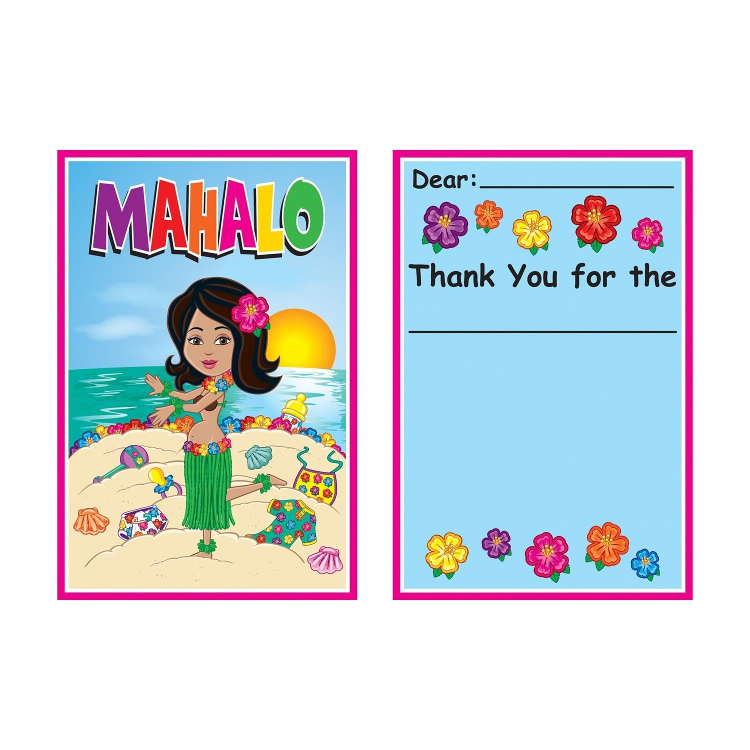 96 Pack Beistle Hula Baby Thank You Notes