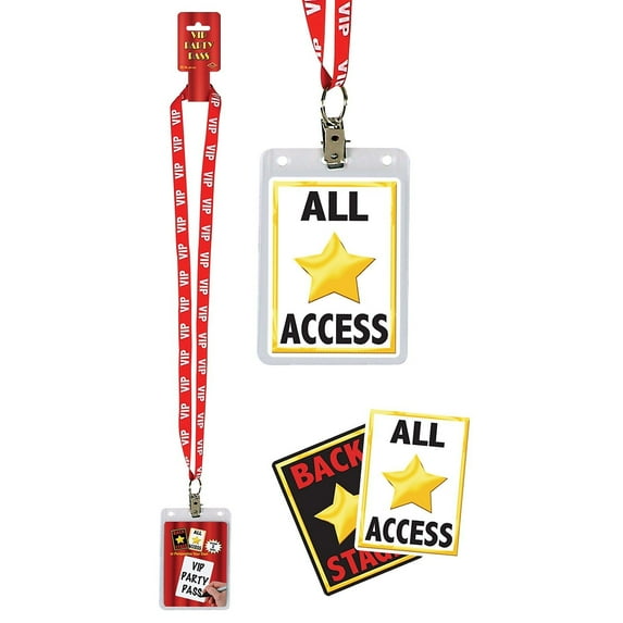 Back Stage Pass Card VIP Club Member Party Necklace Lanyard Costume Accessory