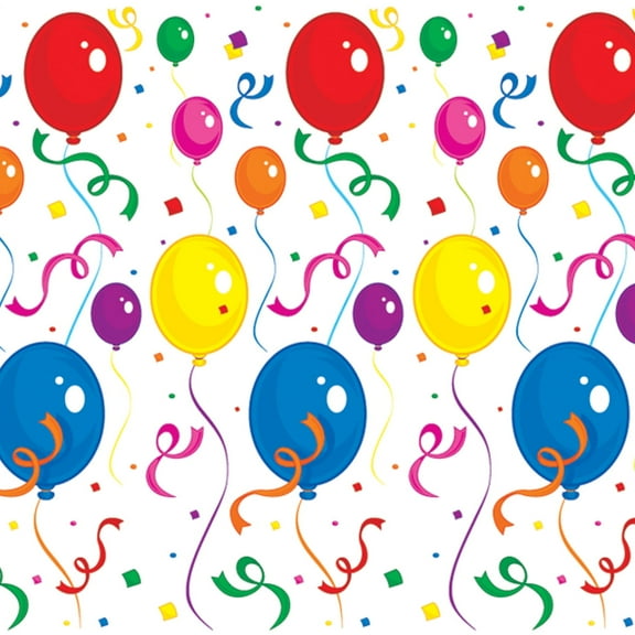 Beistle - Balloons & Confetti Backdrop - 4' x 30' - Pack of 6