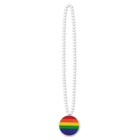 Beistle - Beads w/Printed Rainbow Medallion - 33" - Pack of 12