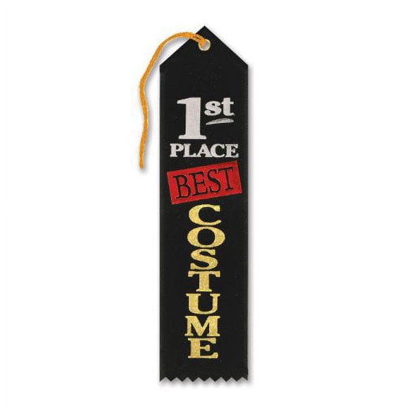 Beistle 1st Place Best Costume Award Ribbons - 8" - Black - Set of 6