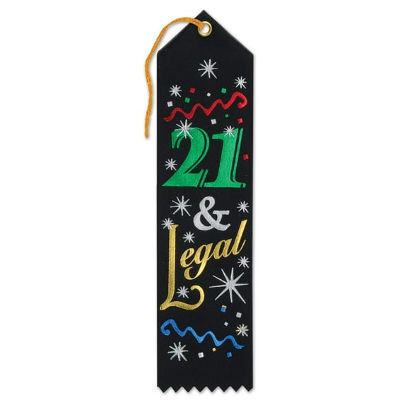 Beistle Biestle 2" x 8" 21 & Legal Award Ribbon Black 9/Pack AR266