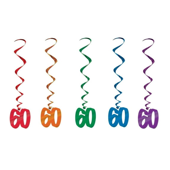 30 Piece Beistle 60th Birthday Party Whirls- Multicolor