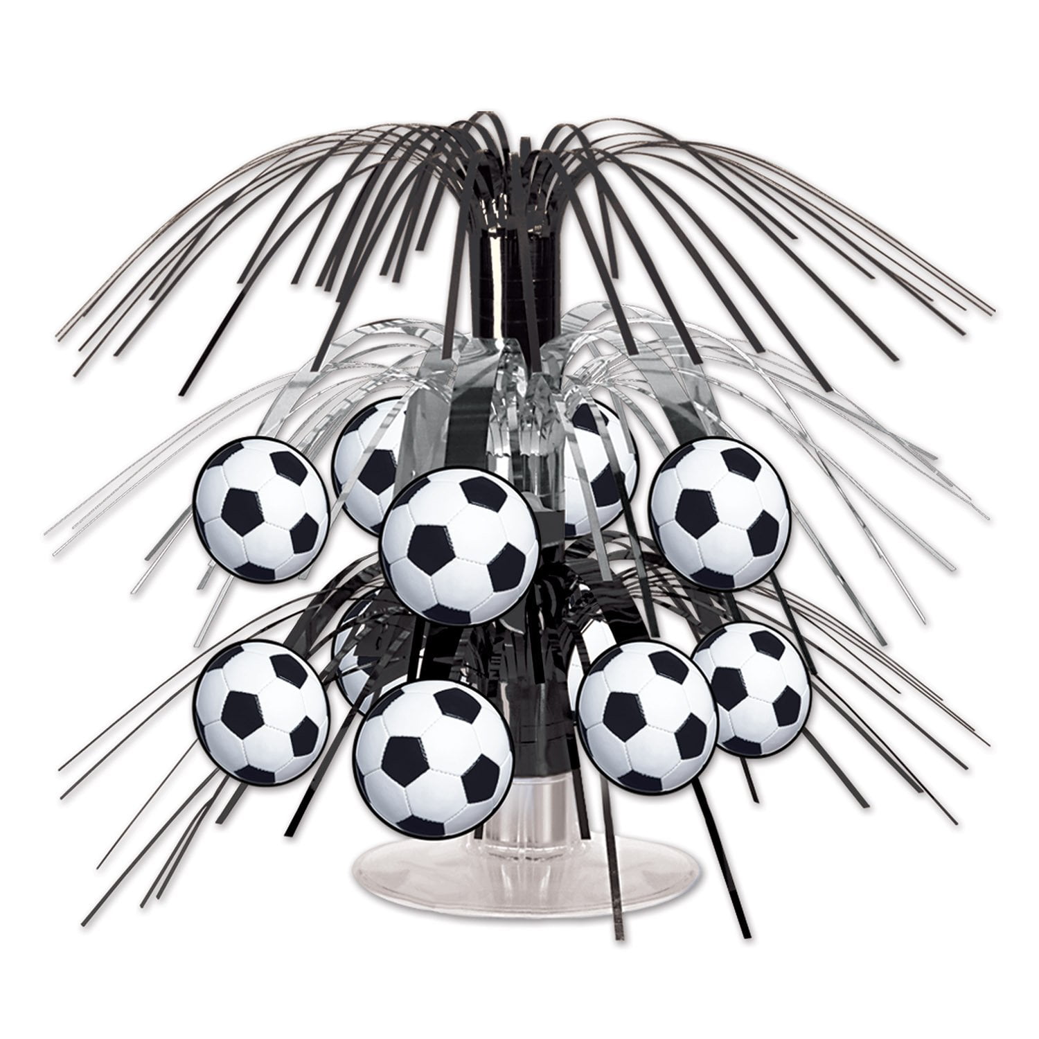 THE BEISTLE COMPANY Beistle, Black/Silver/White Soccer Ball Cascade Centerpiece-1 Pc, 71/2-Inch, (54098)