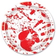 thumbnail image 1 of Beistle Bloody Handprints Halloween Paper Plates 8 Piece Disposable Tableware, 9", Red/White, 1 of 7