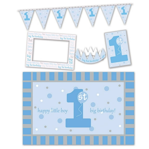 Blue 1st Birthday High Chair Decorating Kit, (5/Pkg)