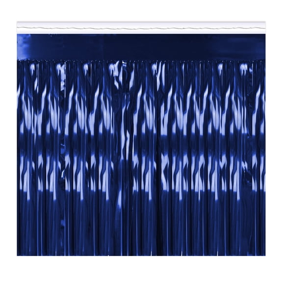2-Ply FR Metallic Fringe Drape 15" x 10' Blue - 6 Pack