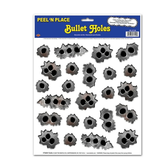 Beistle - Bullet Holes Peel 'N Place - 12" x 15" Sh - Pack of 12