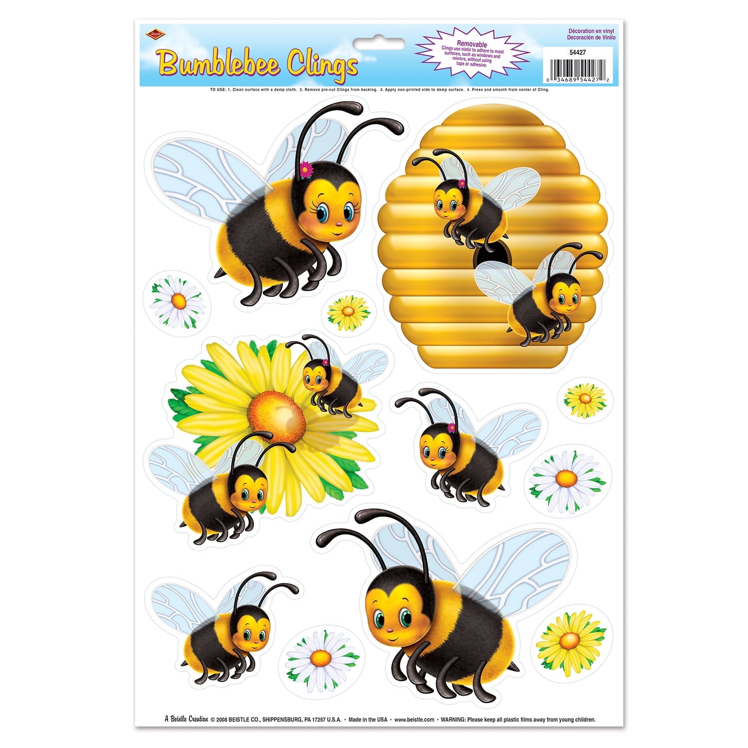 Beistle - Bumblebee Clings - 12" x 17" Sh - Pack of 12