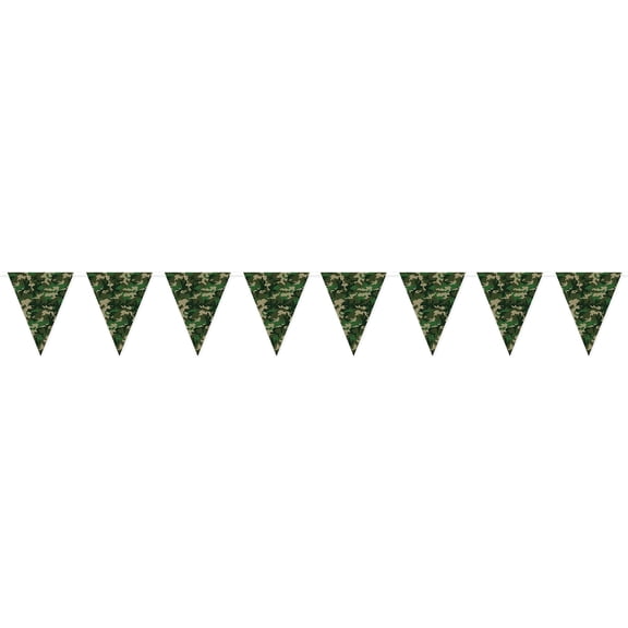 Beistle - Camo Pennant Banner - 11" x 12' - Pack of 12
