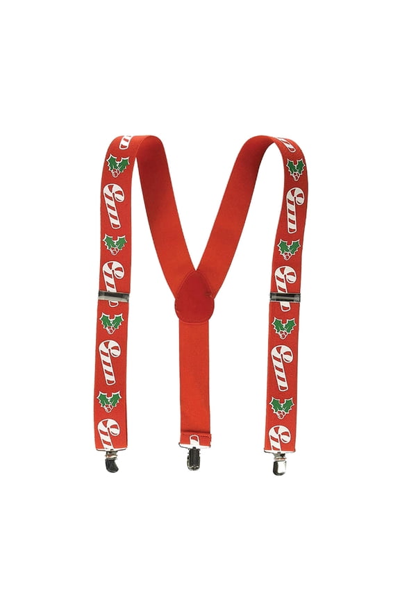 12 Pack Beistle Christmas Candy Cane/Holly Suspenders
