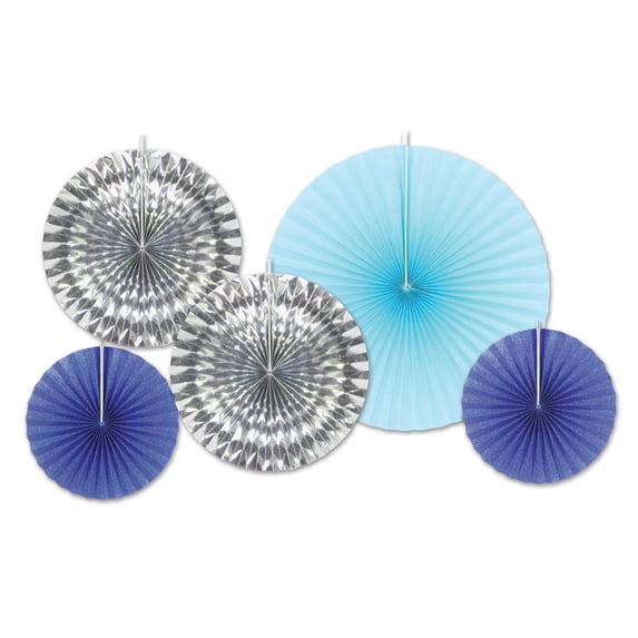 Beistle Christmas Party Decorative Assorted Paper & Foil Decorative Fans Assorted (5 Per Package) - 12 Pack