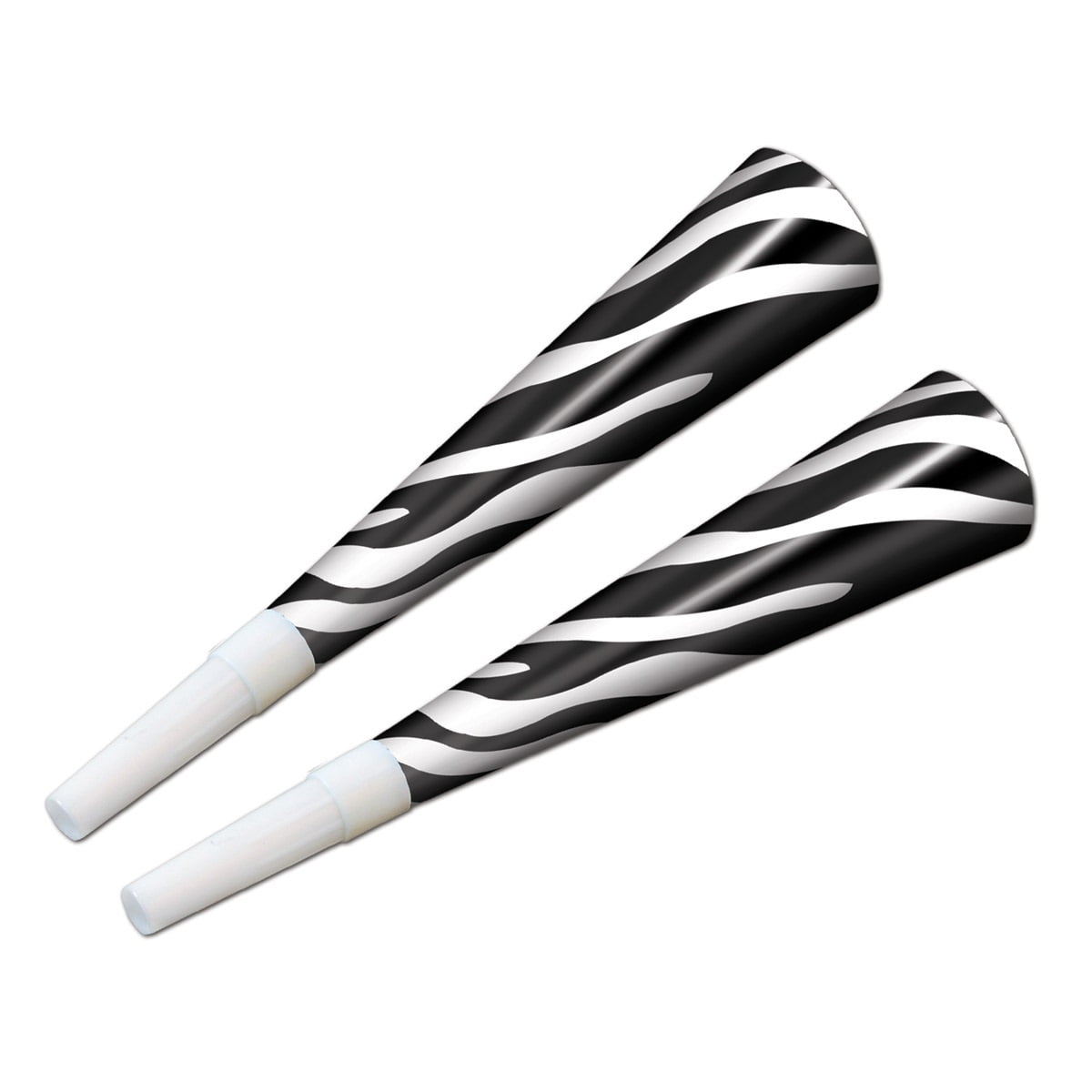Beistle Club Pack of 100 Black and White Zebra Print New Years Eve Trumpet Horn Party Favors 9"