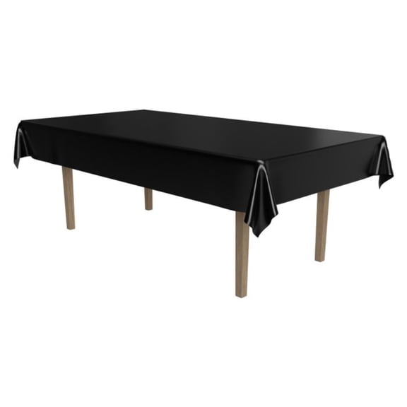 Beistle Disposable Plastic Banquet Party Tablecloth - 108" - Black - Club Pack of 12