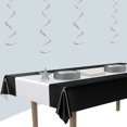 thumbnail image 1 of Beistle Elegant Striped Disposable Tablecloth – 108” – Black and White – Pack of 12, 1 of 6