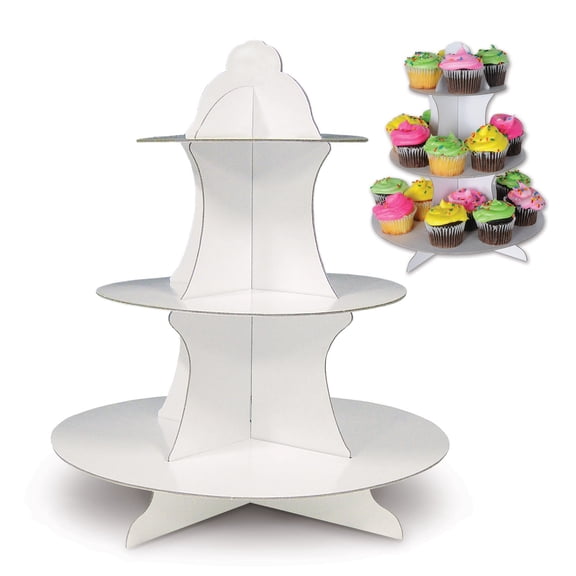 Club Pack of 12 Celebration Display 3-tier Round Snacks and Cupcake Stands 13.5"