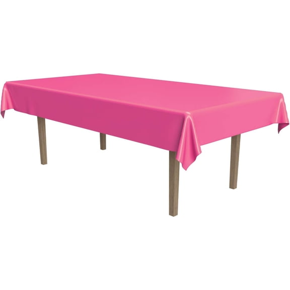 Beistle Disposable Plastic Banquet Party Tablecloth - 108" - Pink - Club Pack of 12