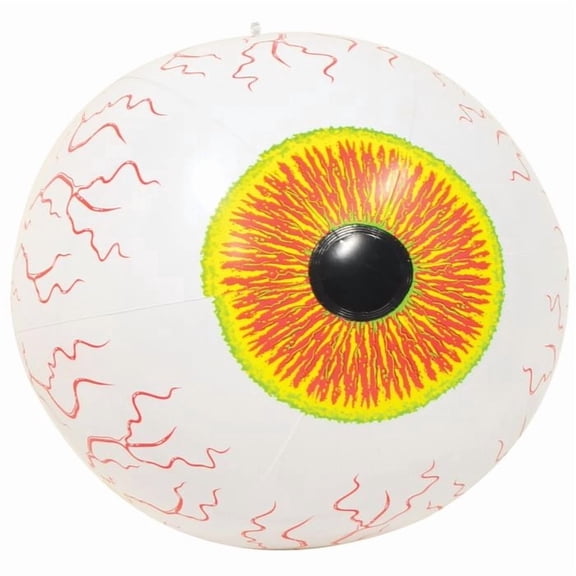 Beistle Inflatable Eyeball Halloween Decoration - 16" - White and Orange - Pack of 12