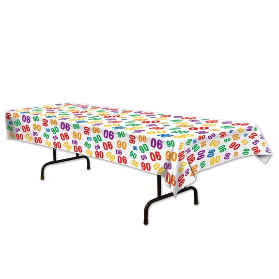 Beistle Club Pack of 12 Decorative Colorful ‘90’ Birthday Table Cover 108”