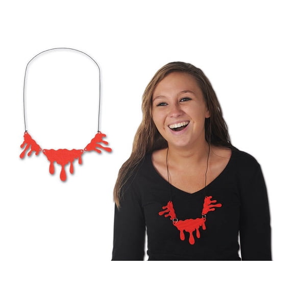 Club Pack of 12 Dripping Blood Halloween Necklace 14"