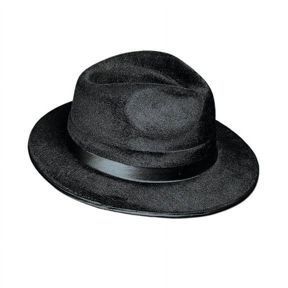 Beistle Club Pack of 12 Jet Black Fedora Gangster Hat Halloween Costume Accessories 13.2"