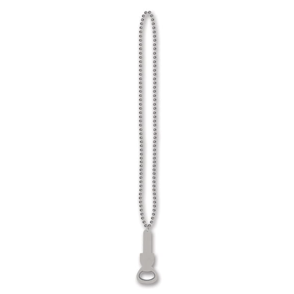 12 Pack Bulk Bead Necklace with Bottle Opener - silver