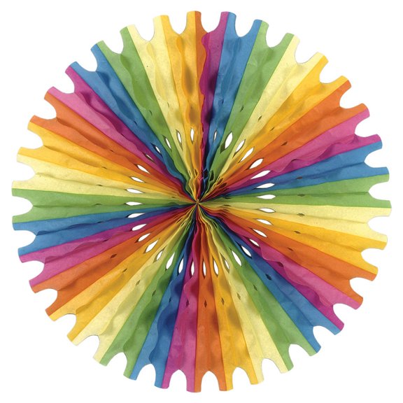 Club Pack of 12 Multi Color Tissue Fan Hanging Decorations 25"