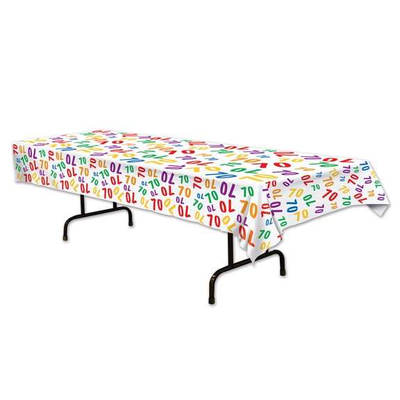 Club Pack of 12 Multi-Colored "70" Disposable Plastic Party Banquet Table Covers 108"