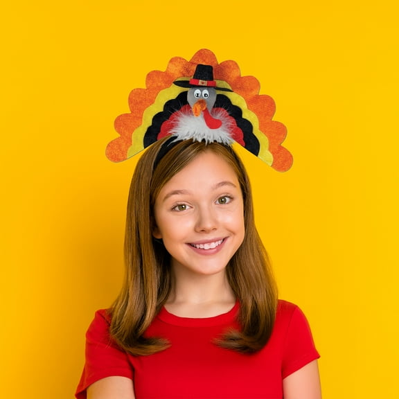 Beistle Club Pack of 12 Orange and White Thanksgiving Turkey Headband Costume Accessories - One Size