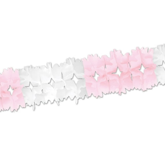 Beistle Club Pack of 12 Pretty Pink and White Festive Pageant Garland Decorations 14.5'