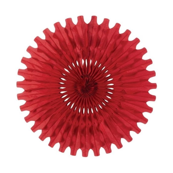 Club Pack of 12 Red Tissue Fan Hanging Decorations 25"