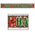 thumbnail image 1 of Beistle Club Pack of 12 Red and Green Metallic "Happy Holidays" Banner with Fringe Accents 5', 1 of 2