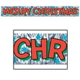 thumbnail image 1 of Beistle Club Pack of 12 Silver and Red Metallic "Merry Christmas" Banner with Fringe Accents 5', 1 of 2