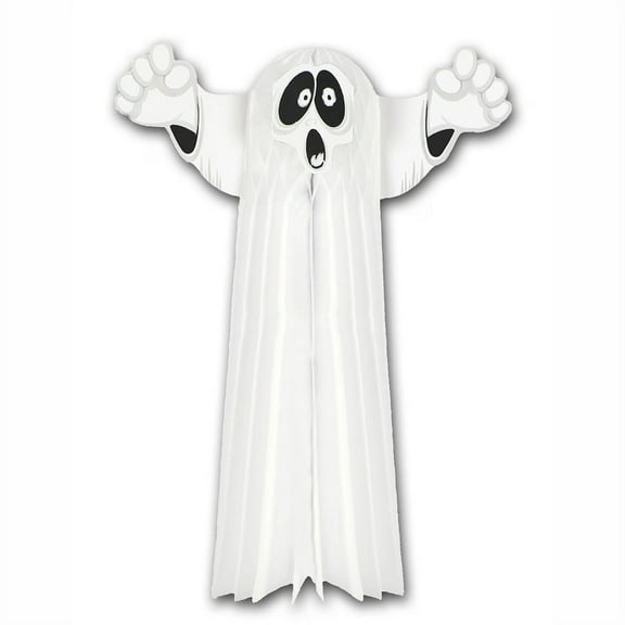 Beistle Club Pack of 12 White Tissue Hanging Ghost Halloween Decorations 23"