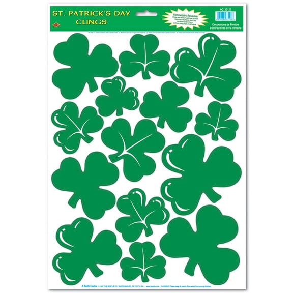 Beistle Club Pack of 168 Green Shamrock Window Clings St. Patrick's Day Decorations 17"