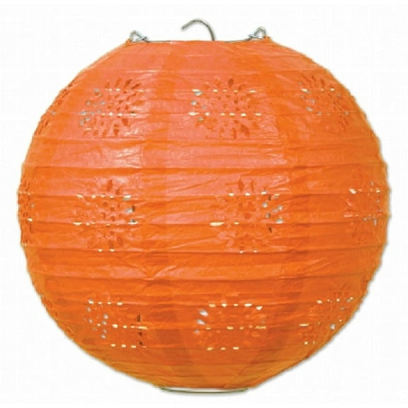 Beistle Club Pack of 18 Orange Lace Inspired Hanging Paper Lanterns Party Decorations 8"