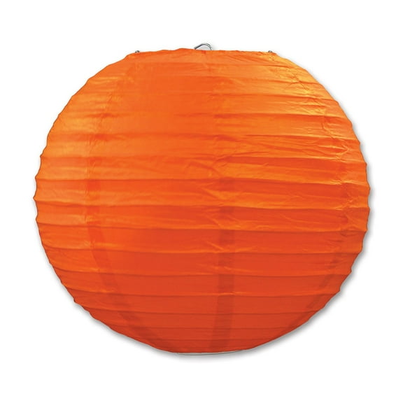 Beistle Club Pack of 18 Round Orange Hanging Paper Lanterns 9.5"