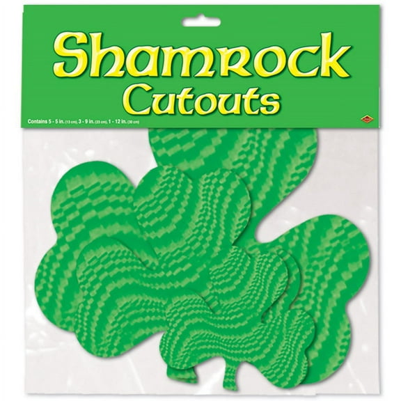 Beistle Club Pack of 192 Embossed Foil Shamrock Cutouts St. Patrick's Day Decorations 9"