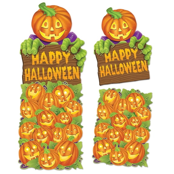 Beistle Club Pack of 24 Green and Orange Jumbo Pumpkin Patch Cutout Decorations 24"