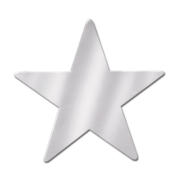 Club Pack of 24 Starry Night Themed Silver Metallic Foil Star Cutout Party Decorations 12"