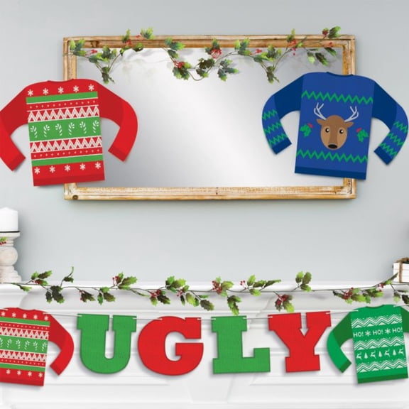 Beistle Ugly Sweater Cutout Christmas Decorations - 14.75" - Blue and Red - Club Pack of 24