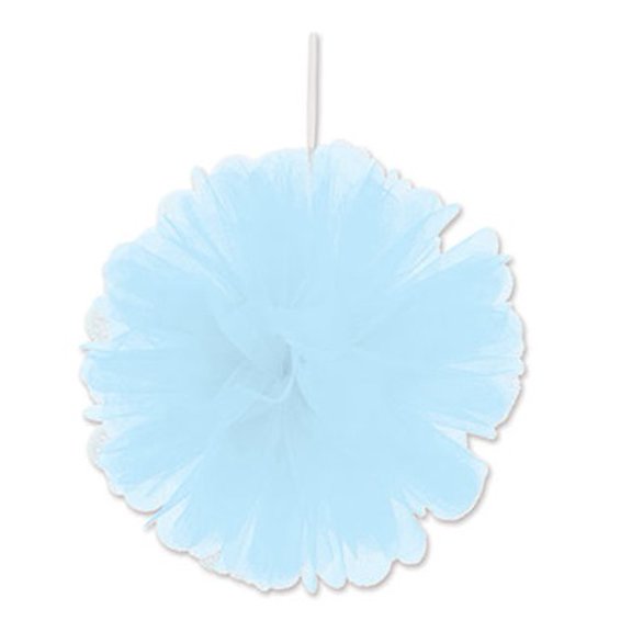 Beistle Club Pack of 24 Wispy Light Blue Decorative Tulle Balls Hanging Decorations 8"