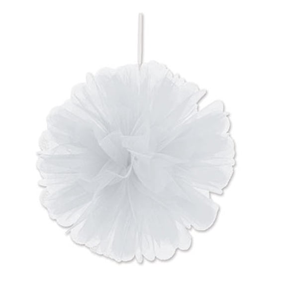 Beistle Club Pack of 24 Wispy White Decorative Tulle Balls Hanging Decorations 8"