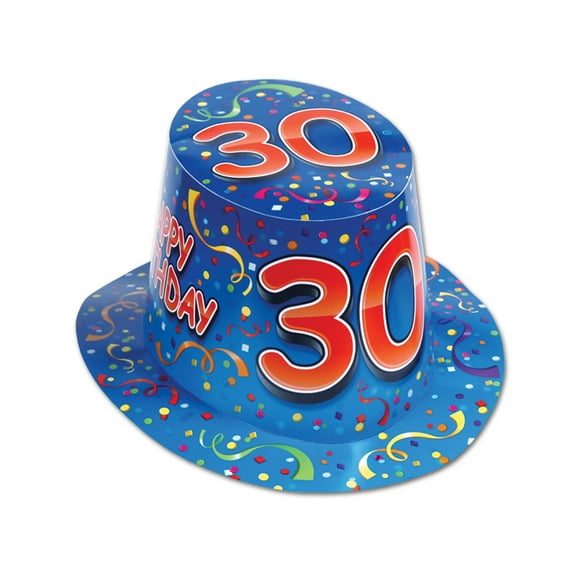 Beistle Club Pack of 25 Blue and Red ''Happy 30 Birthday'' Hi-Hats