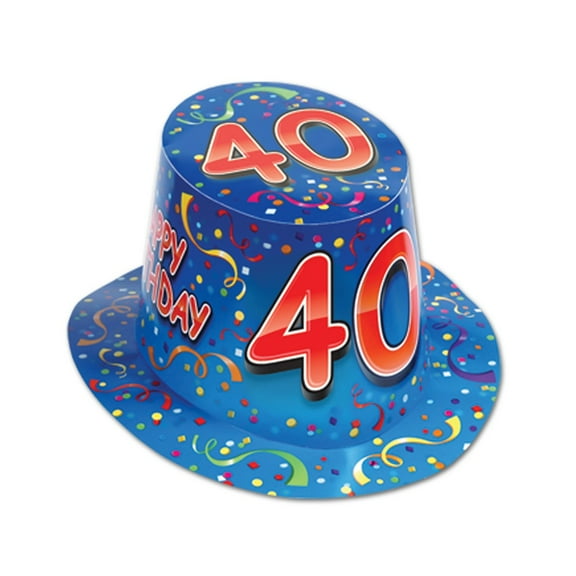 Beistle Club Pack of 25 Blue and Red ''Happy 40 Birthday'' Hi-Hats