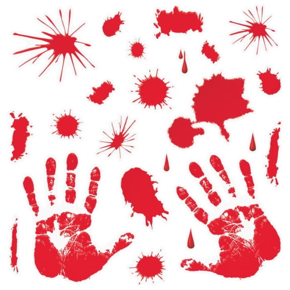 Beistle Club Pack of 264 White and Red Bloody Hand Print Halloween Window Clings