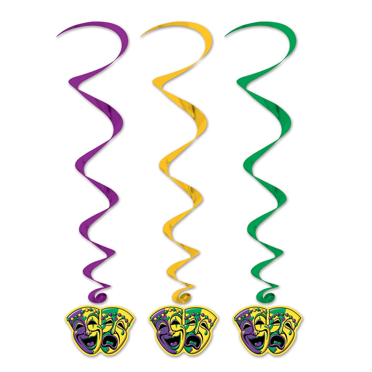 Beistle Club Pack Of 30 Purple And Gold Mardi Gras Twirly Whirly