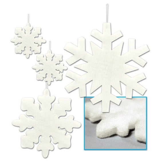Beistle Club Pack of 48 Assorted Christmas Fluffy Snowflakes 6" - 16"